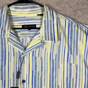Montique Mens Button Down Shirt 2XL Short Sleeve Blue/Green New With Tags